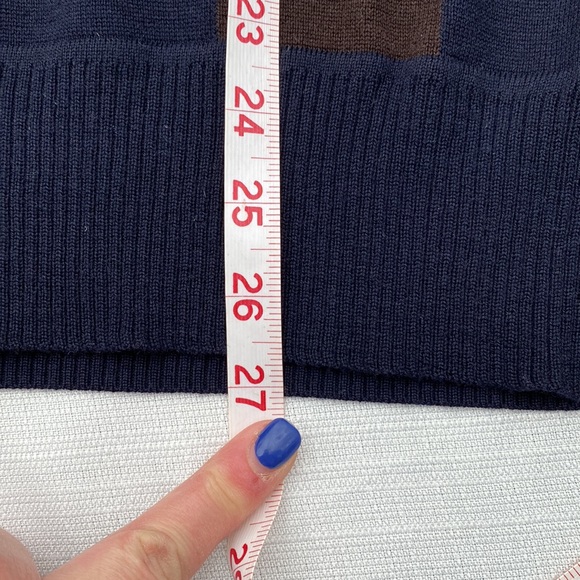 Faconnable Brown and Navy Blue Vertical Stripe Merino Wool Crewneck Sweater NWT - Picture 7 of 9